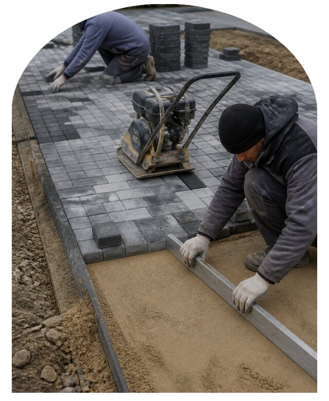 Устройство парковки из тротуарной плитки под ключ в Урае